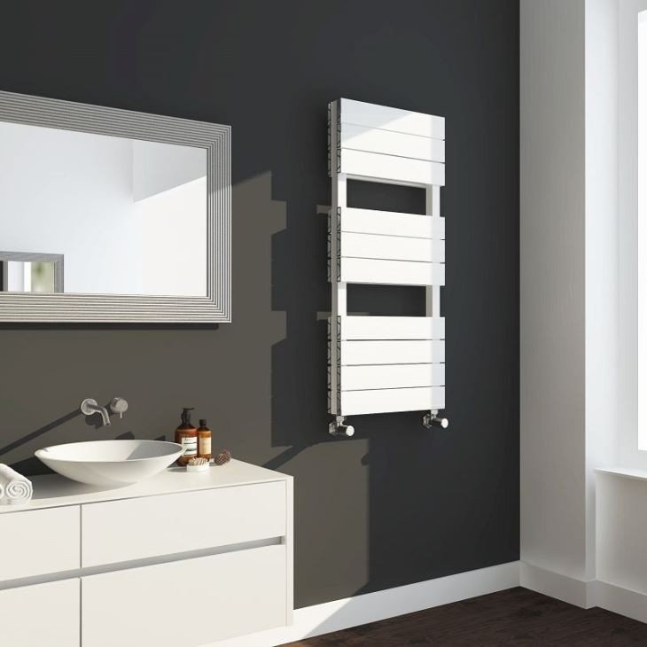 Eros White Double Panel Aluminium Towel Radiators - Image 2