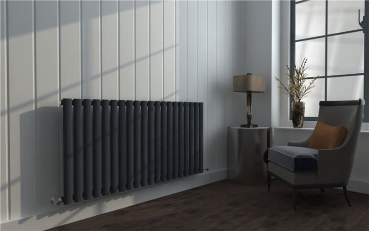 Oval Single Panel Anthracite Radiator - Image 2