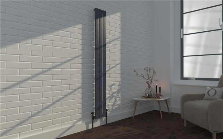 Vertical Flat Single Panel Anthracite Radiator - Image 2