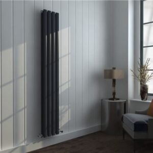 Vertical Oval Double Panel Anthracite Room Radiator
